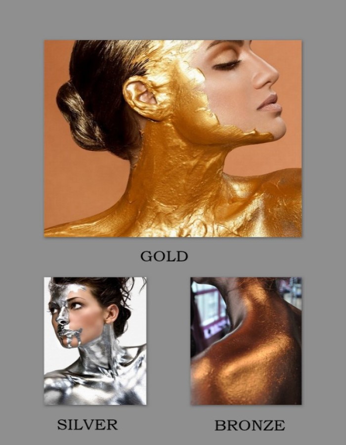 Metallic Body Paint. Gold, Silver and Bronze Paint for Skin