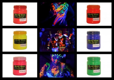 Neon UV Body Paints for Glow-in-the-dark Parties