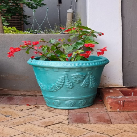 Plant Pot Painted with Metallic Malachite Paint