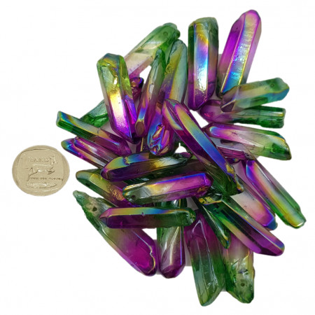 Quartz Crystals, Purple to Green